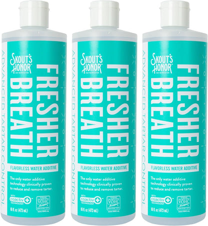 SKOUT'S HONOR Fresher Breath Water Additive for Pets - VOHC Accepted for Tartar Control, Freshens