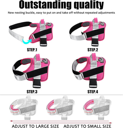 Bolux Dog Harness, No-Pull Reflective Dog Vest, Breathable Adjustable Pet Harness with Handle for