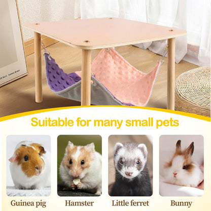 Enlarged Guinea Pig Hammock with Wooden Stand,Small Animal Hanging Bed Large Platform for Guinea