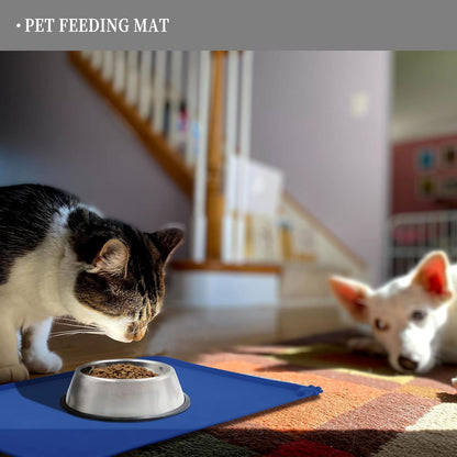Waterproof Pet Feeding Mat with High Raised Edges, Heavier and Thicker Placemats for Cat Dog Water