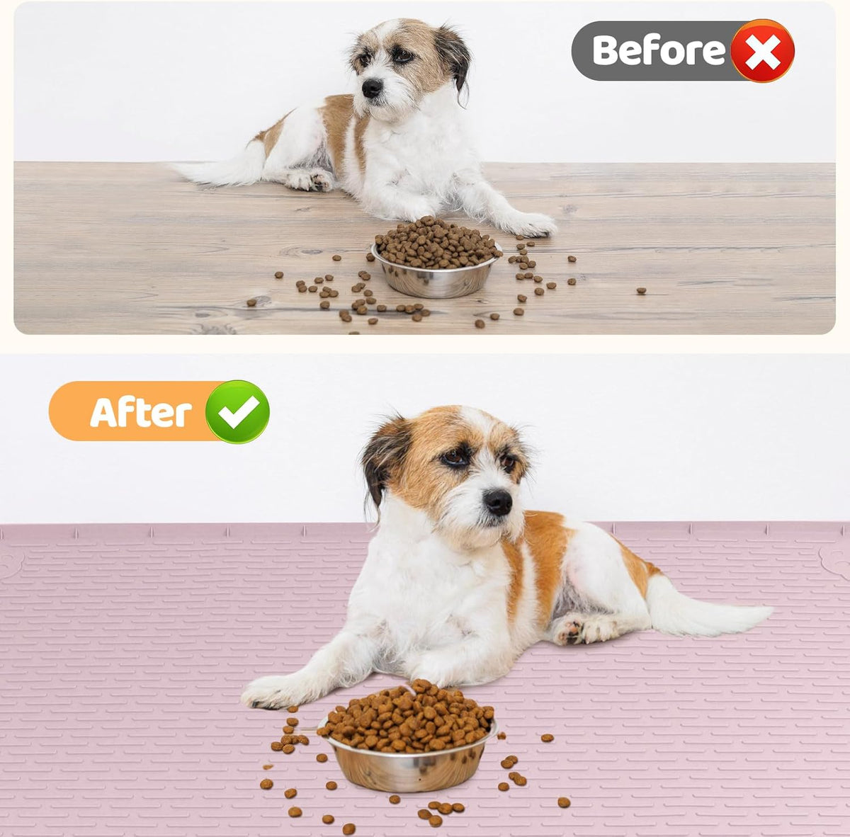Dog Food Mat, Extra Large 40" x 28" Silicone Pet Feeding Mat with Raised Edge Pet Placemat for