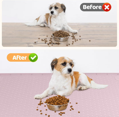 Dog Food Mat, Extra Large 40" x 28" Silicone Pet Feeding Mat with Raised Edge Pet Placemat for