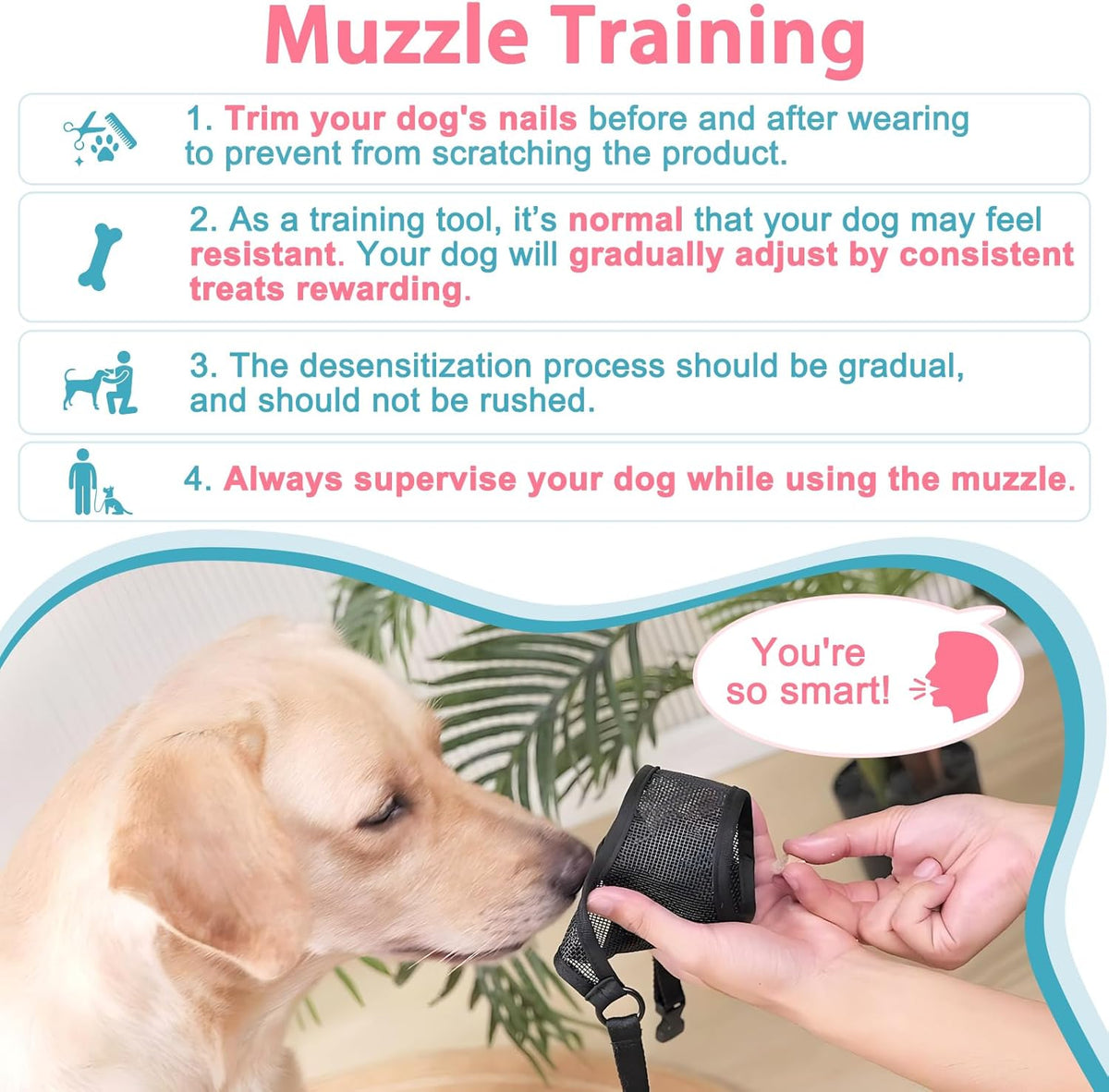 LUCKYPAW Dog Muzzle, Mesh Muzzle for Large Medium Small Dogs, Soft Mouth Guard for Biting Chewing
