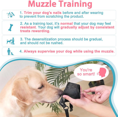 LUCKYPAW Dog Muzzle, Mesh Muzzle for Large Medium Small Dogs, Soft Mouth Guard for Biting Chewing