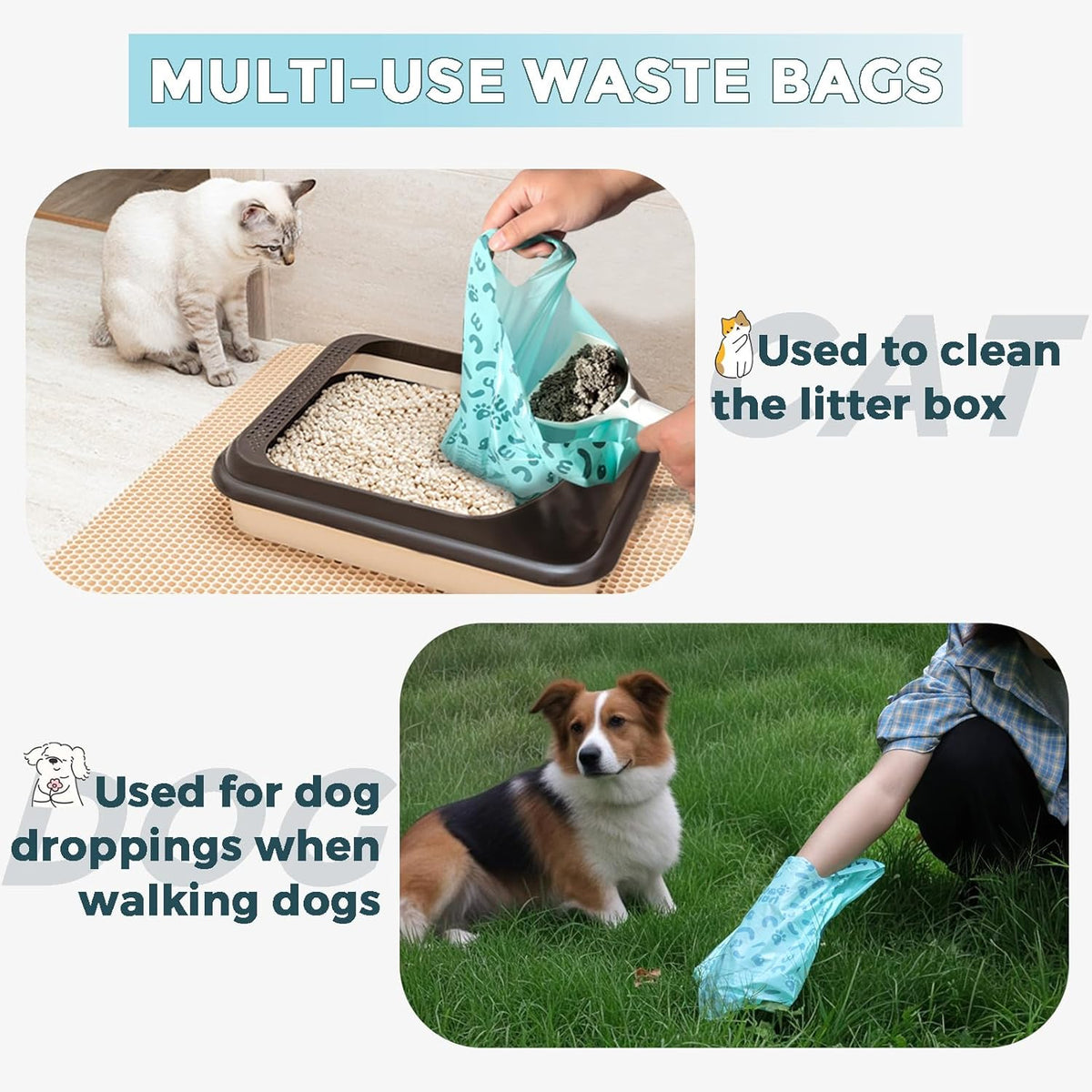 Poop Bags for Dog and Cat - Biodegradable 100% Leak-Proof Pet Waste Bags with Handle, 360 Count