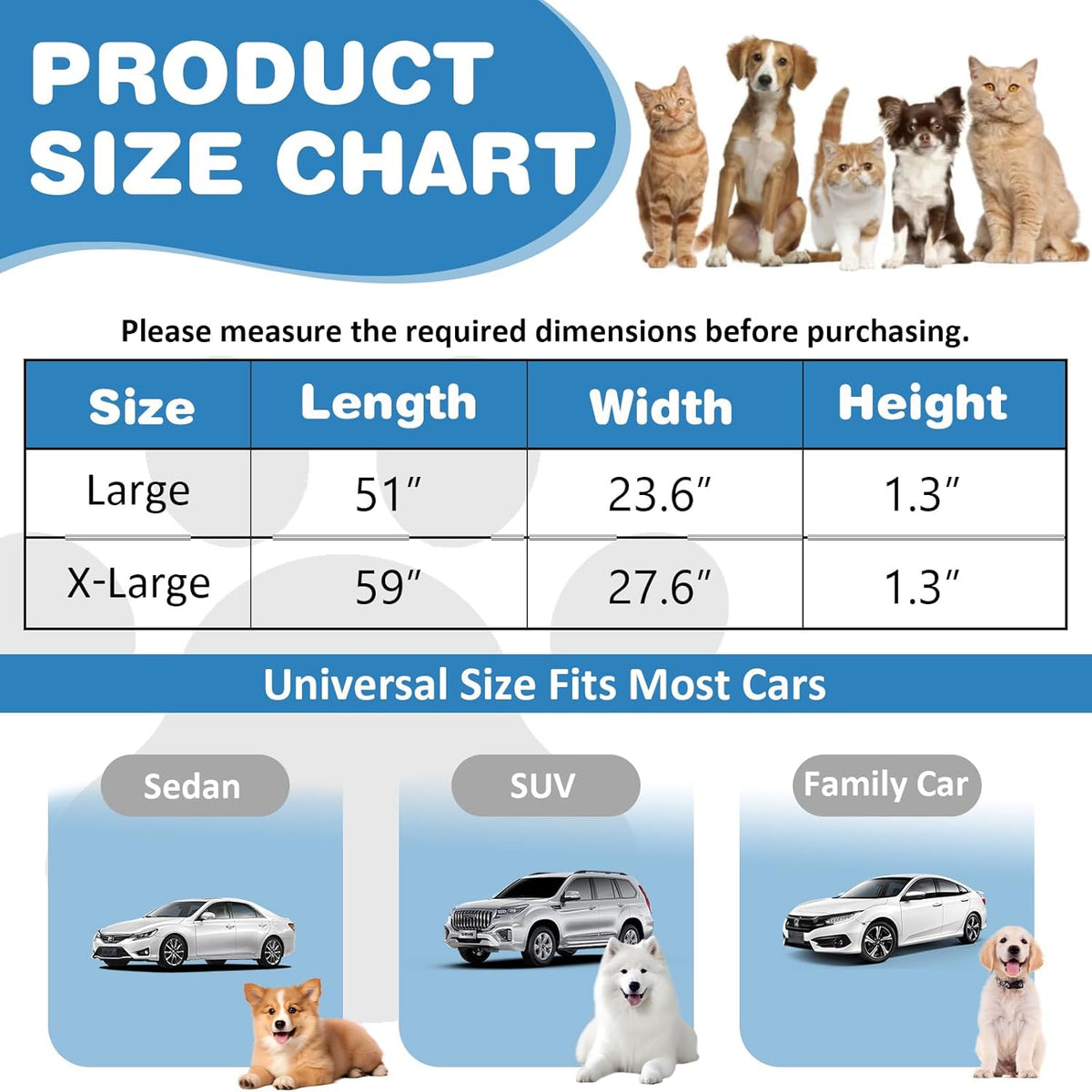 VClife Dog Bed Mat for Car, Anti Slip Pet Bed Travel Pad Comfortable Furry Dog Car Seat Cover for