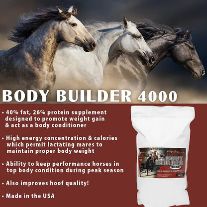 Body Builder 4000, Horse Weight Gain Supplement, High Fat and Energy Horse Weight Builder with Body
