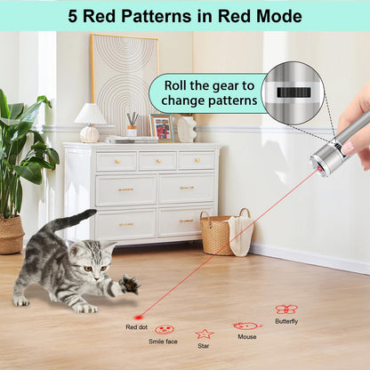 TBTeek Cat Toys, USB Rechargeable Kitten Toy, 3 Light Modes & 5 Adjustable Patterns, Portable