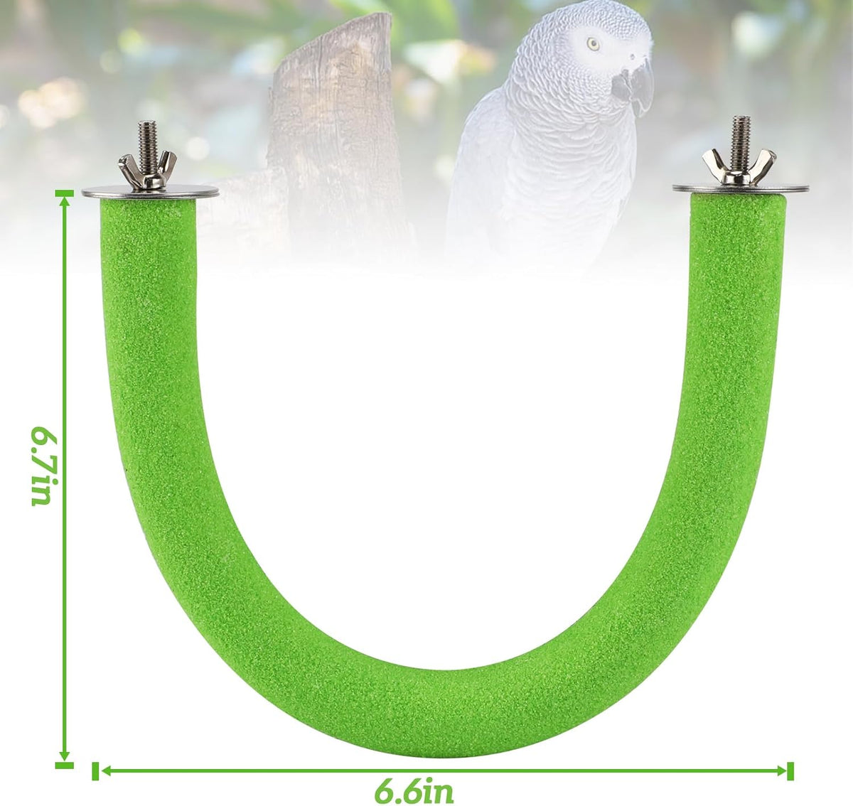 Rypet U Shape Parrot Perch Stand Toy for Paw Grinding Clean Stick Exercise, Rough-Surfaced Quartz
