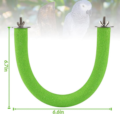 Rypet U Shape Parrot Perch Stand Toy for Paw Grinding Clean Stick Exercise, Rough-Surfaced Quartz