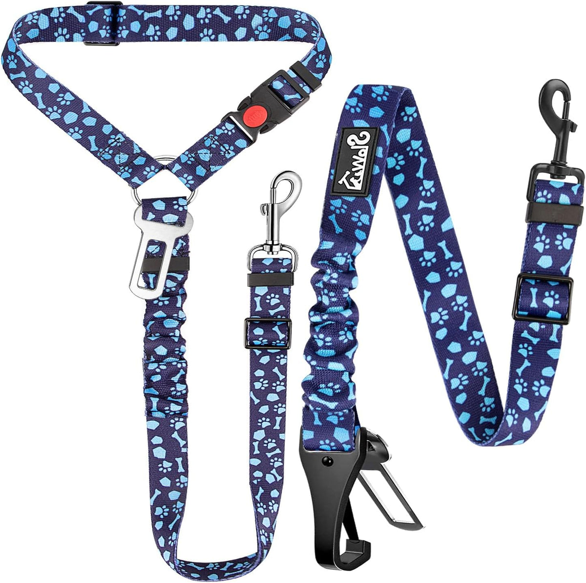 Lukovee Dog Seatbelt Leash for Cars, 2 Pack Pet Safety Car Seat Belt with Adjustable Buckle &