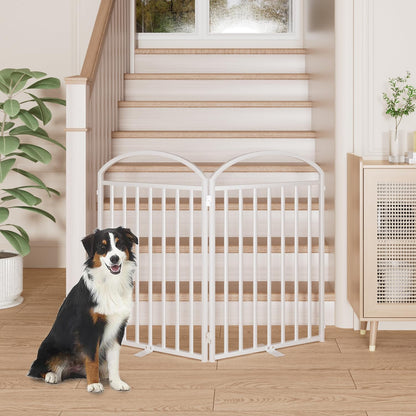 2 Panles Full Matel Freestanding Dog Gates with Door, 48"Extra Wide 32"Tall Free Standing Dog Pet