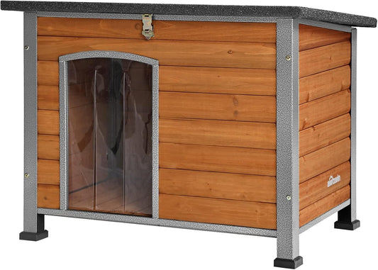 Aivituvin Dog House Outdoor & Indoor Unique All-Around Iron Frame Dog Kennel for Winter with Raised