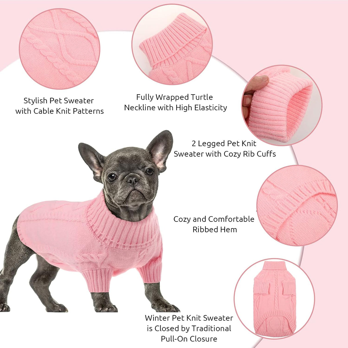 Queenmore XXL Dog Sweaters,Large Dog Sweater for Pitbull Doberman,Warm Turtleneck Knitted Big Pet