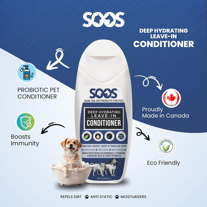 Soos Pets Deep Hydrating Leave-in Conditioner for Dogs and Cats | Natural Dead Sea Minerals &