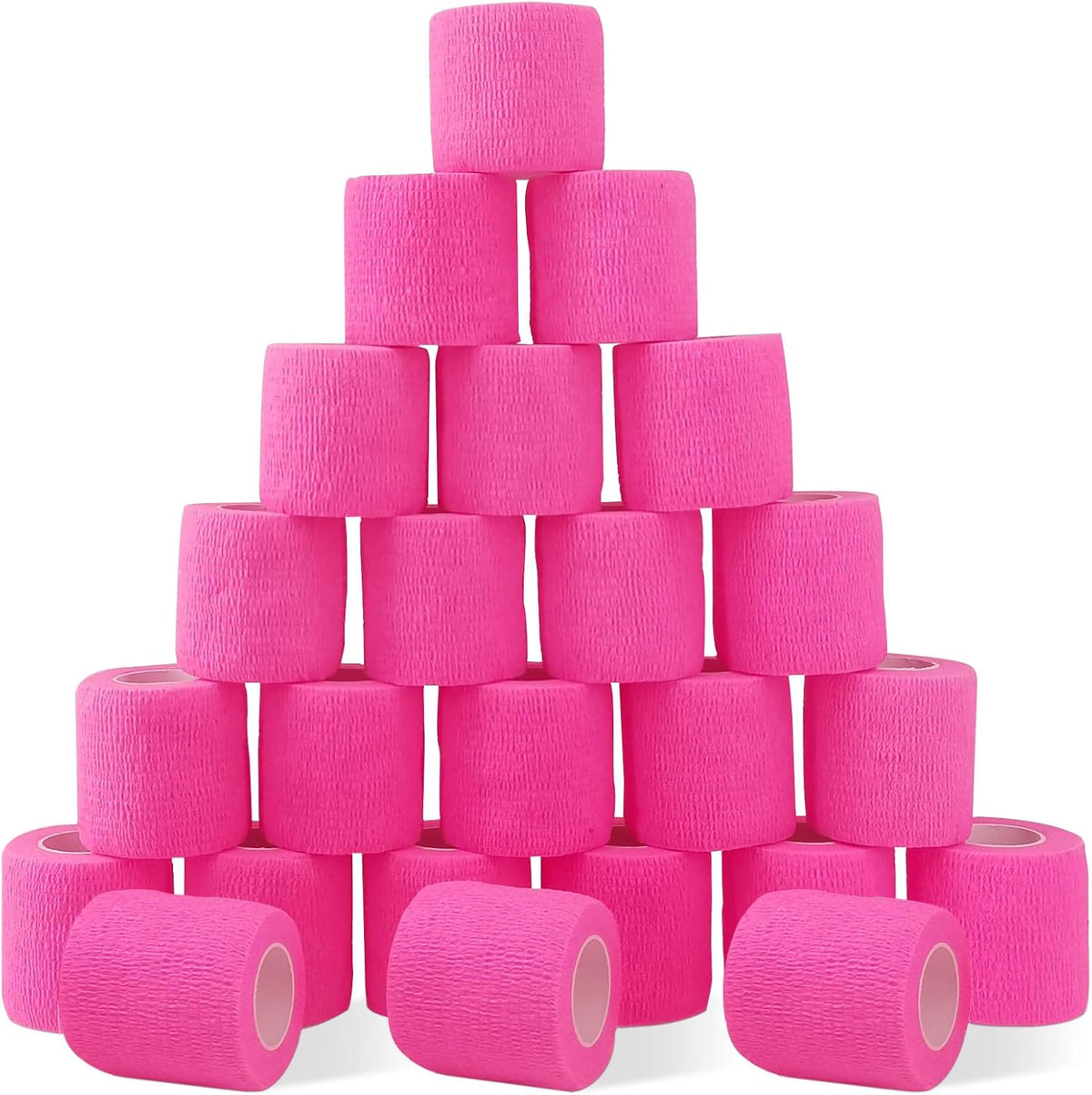 24 Pack Pink Self Adhesive Bandage Wrap, 2” x 5 Yards Cohesive Vet Wrap Elastic Athletic Tape Grip