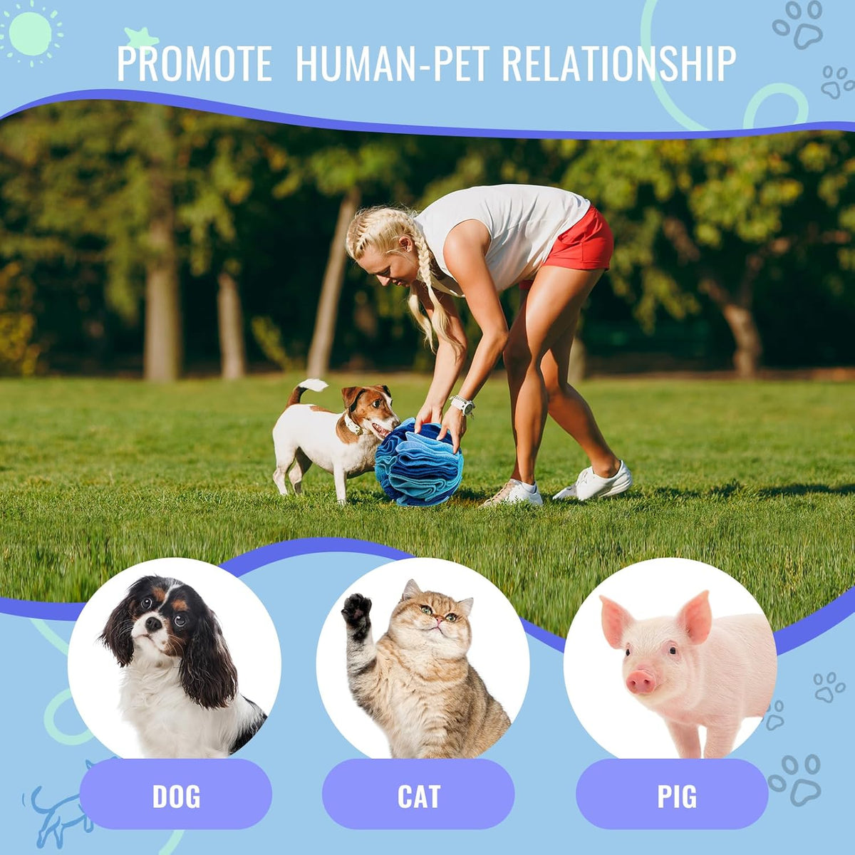 Pet Snuffle Ball, Puzzle Sniffing Interactive Dog Ball for Blind Dogs Training Stress Relief Dog
