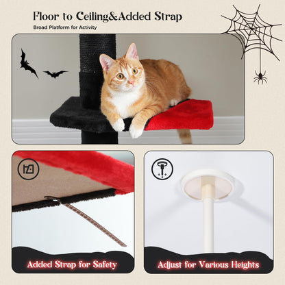 PAWZ Road Gothic Cat Tree, Floor to Ceiling Cat Tower with Adjustable Height (86.8-120 Inches), 5