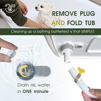 CYGNE 2-in-1 Dog Bathtub & Washing Station, Elevated Collapsible Bathtub with Drainhole & Storage