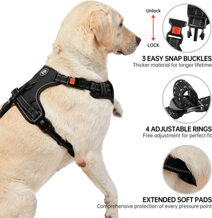 NESTROAD No Pull Dog Harness,Adjustable Oxford Dog Vest Harness with Leash,Reflective No-Choke Pet