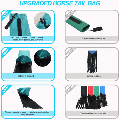 Horse Tail Bag - Pack of 2, Waterproof and Durable, Adjustable Large Opening for Easy Fit, Fringe