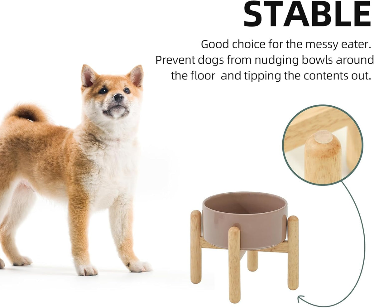 Ceramic 6.1inch Raised Dog Bowl with Stand for Small and Medium Dog Dish Pet Food and Water Bowl