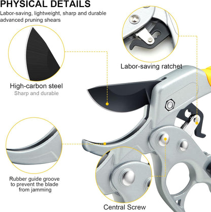 Ultra Sharp Germany Steel Pruning Shears - Cuts 3X Easier, Weak Hand Arthritis Snips