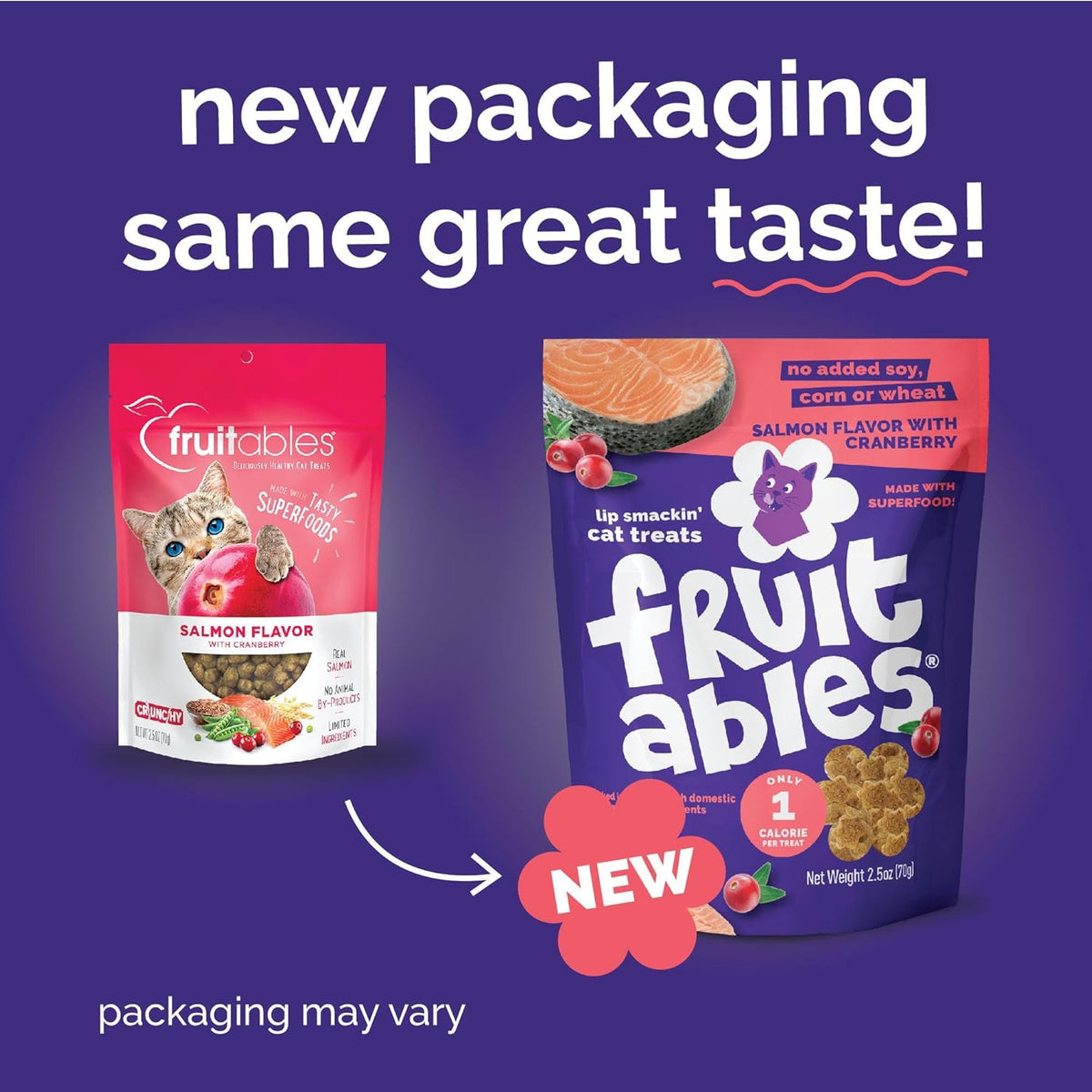 Fruitables Cat Treats Crunchy Salmon & Cranberry Cat Treats Healthy Low Calorie, High Protein