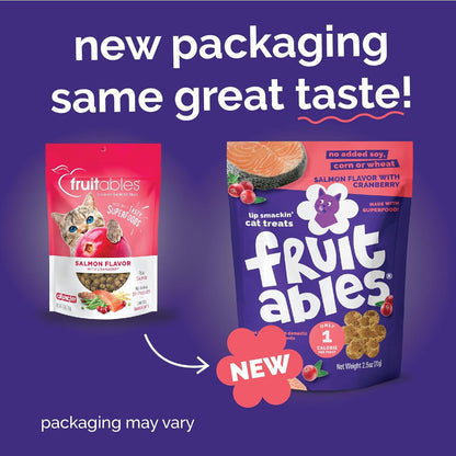 Fruitables Cat Treats Crunchy Salmon & Cranberry Cat Treats Healthy Low Calorie, High Protein