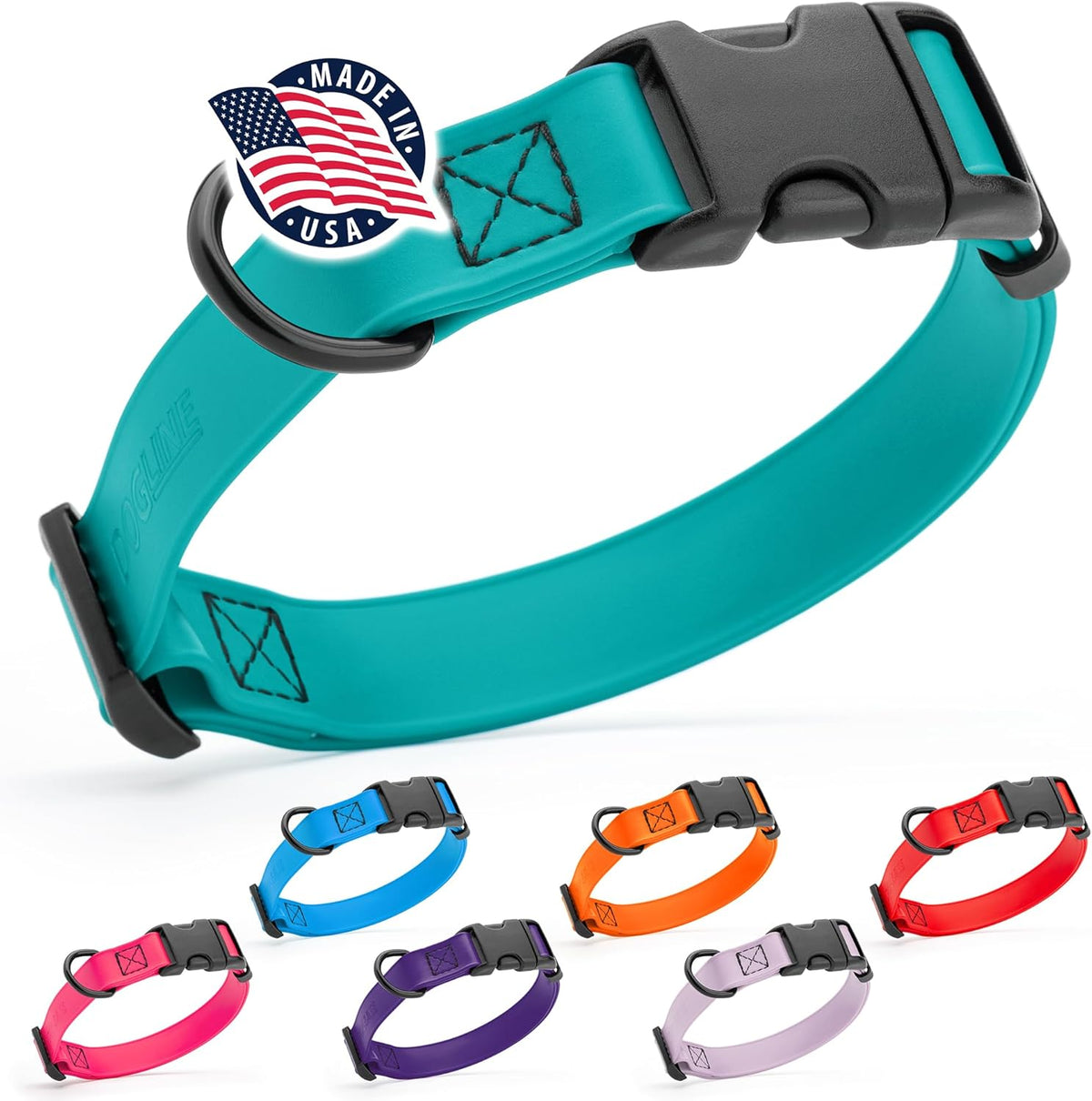 Dogline Biothane Waterproof Dog Collar with Quick Release Buckle Strong Coated Nylon Webbing with