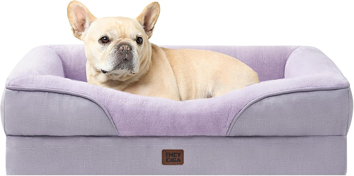 EHEYCIGA Memory Foam Dog Bed for Medium Size, Orthopedic Dog Sofa with Sides and Waterproof Liner