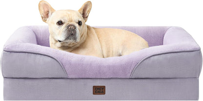 EHEYCIGA Memory Foam Dog Bed for Medium Size, Orthopedic Dog Sofa with Sides and Waterproof Liner