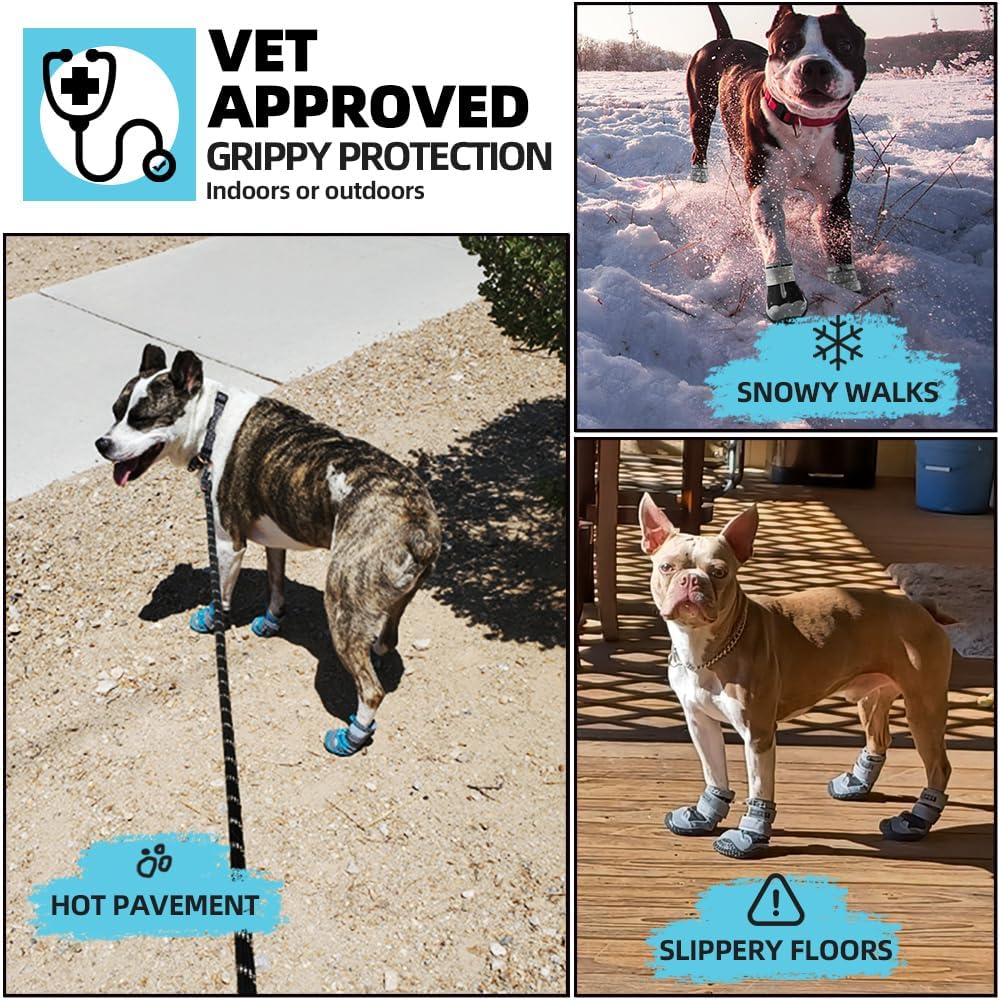 Dog Shoes for Large Dogs, Medium Dog Boots & Paw Protectors for Hardwood Floors, Outdoor Dog
