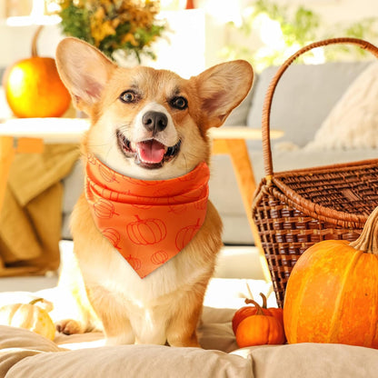 Chunful 100 Pieces Fall Dog Bandanas Bulk Autumn Pet Bandanas with Pumpkin Patterns Triangle Scarf