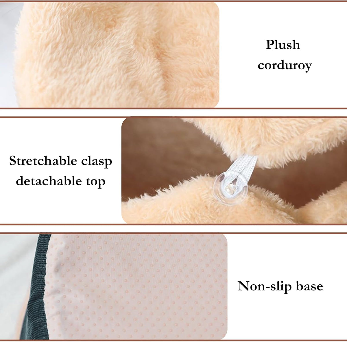 Cat Cave Bed – Plush, Warm & Calming Hideaway with Detachable Lid & Mat, Covered House for Indoor