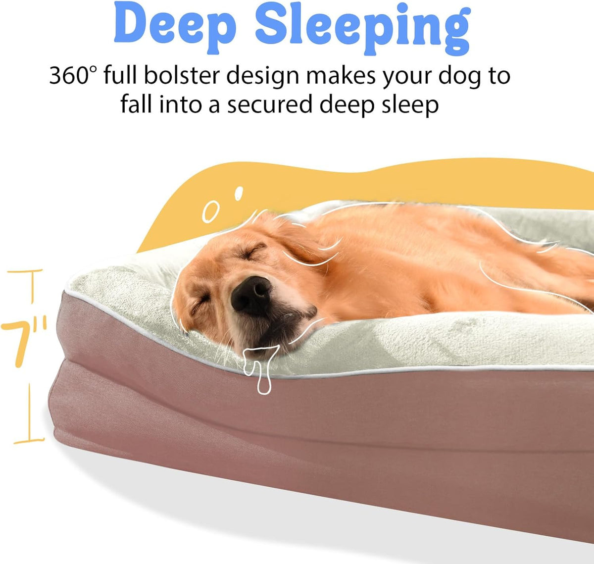 Orthopedic Foam Large Dog Bed XLarge Dog Beds with Removable Washable Cover Pet Bed with Bolster