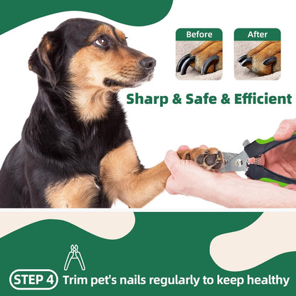 Pet Grooming Kit - 7 PCS Green Deshedding Brush Set with Undercoat Rake, Slicker Brush, Bath Brush