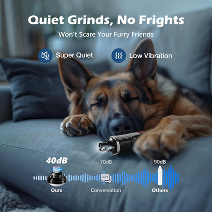 Dog Nail Grinder, Nail Clippers with LED Light, USB Rechargeable Electric Dog Nail Trimmer 5-Speed