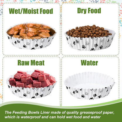 meekoo 600 Pcs Large Pet Disposable Feeding Bowls Liner Bulk Cat Food Bowls Small Paper Dish Paper