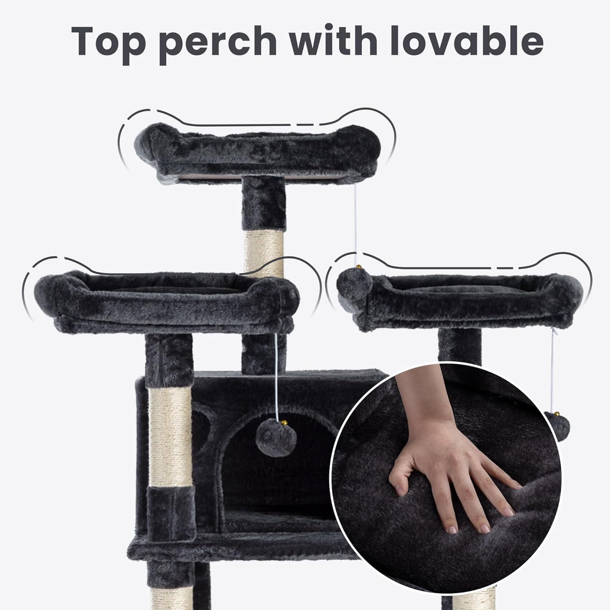 SHA CERLIN 68 Inches Multi-Level Large Cat Tree for Large Kitties/Big Cat Tower with Condo/Cozy