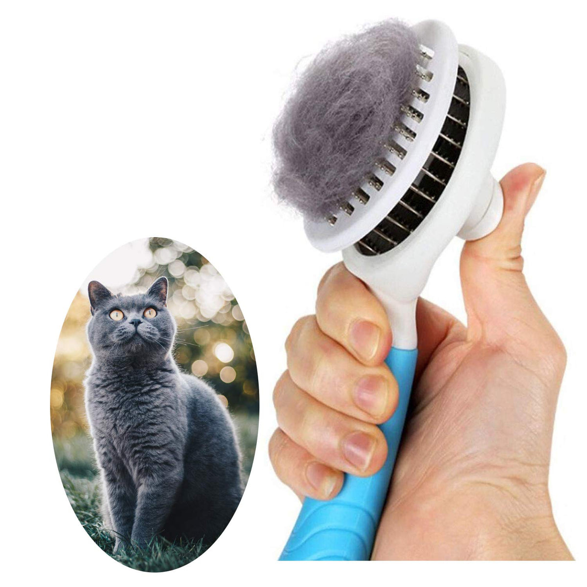 Cat Self Cleaning Slicker Brush, Pets Skin Friendly Grooming Brushes for Shedding Dogs Cats Hair