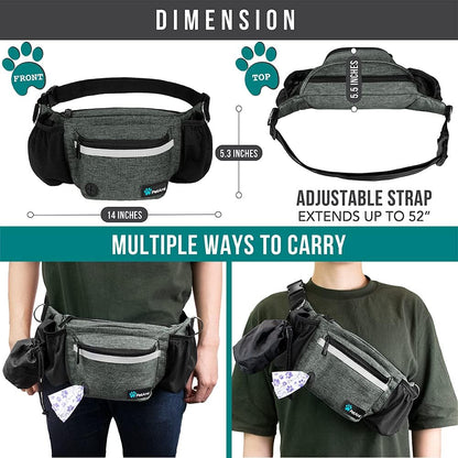 PetAmi Dog Fanny Pack, Treat Pouch for Dog Walking, Training, Built in Poop Bag Dispenser, Water