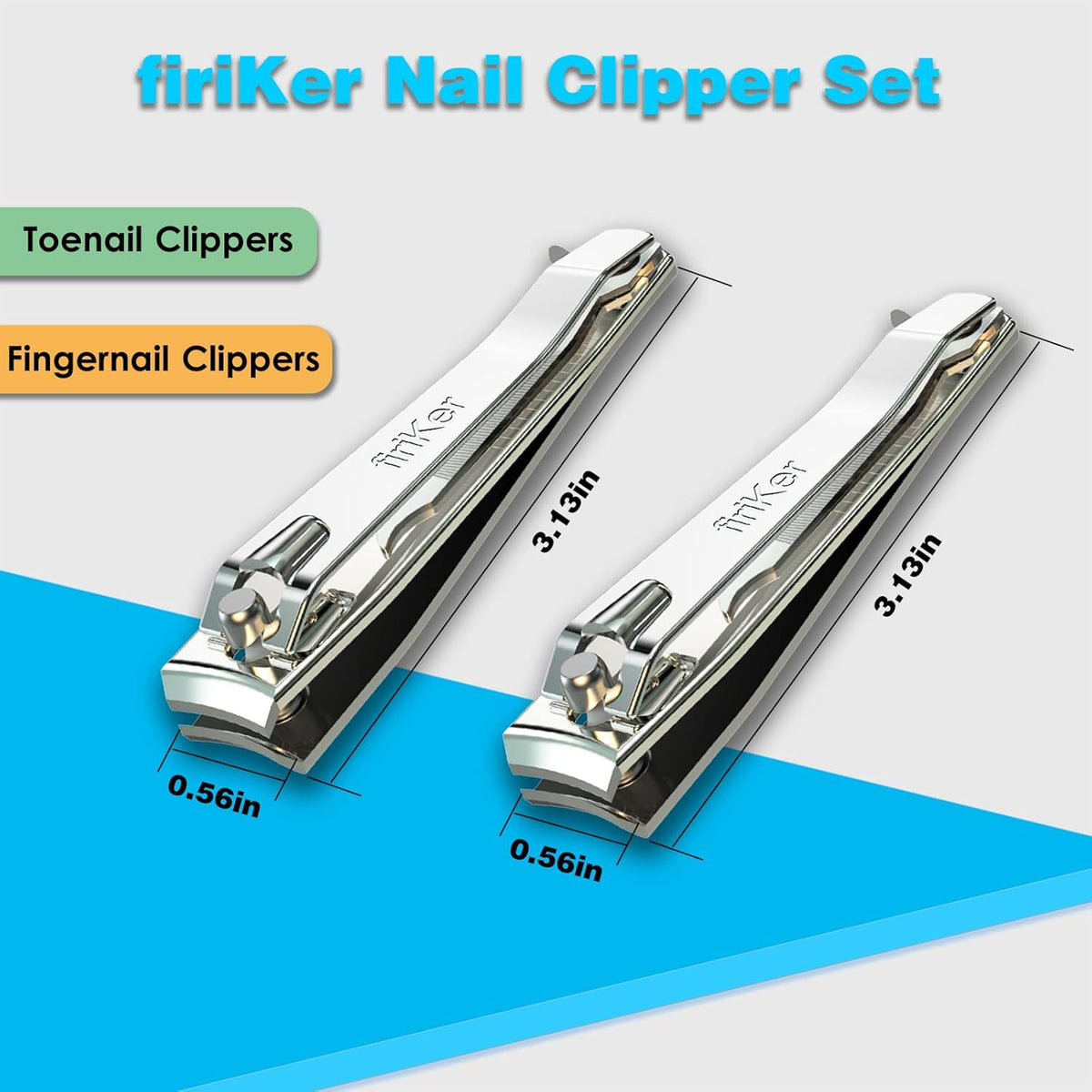 2PCS Stainless Steel Nail Clippers,Professional Fingernail Clipper and Toenail Clipper, Wide Easy