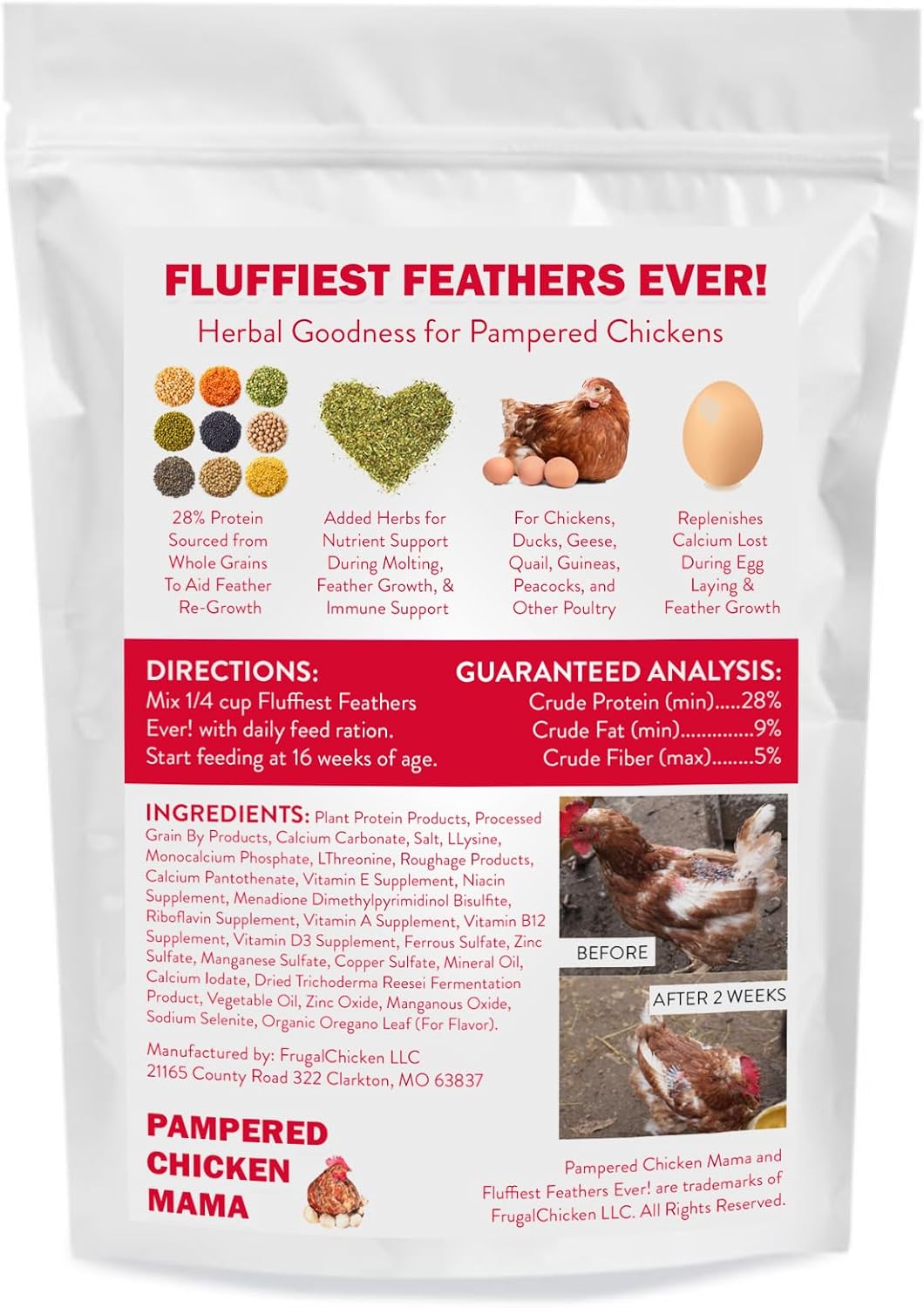 Pampered Chicken Mama Molting Supplement for Chickens: Fluffiest Feathers Ever Backyard Chicken