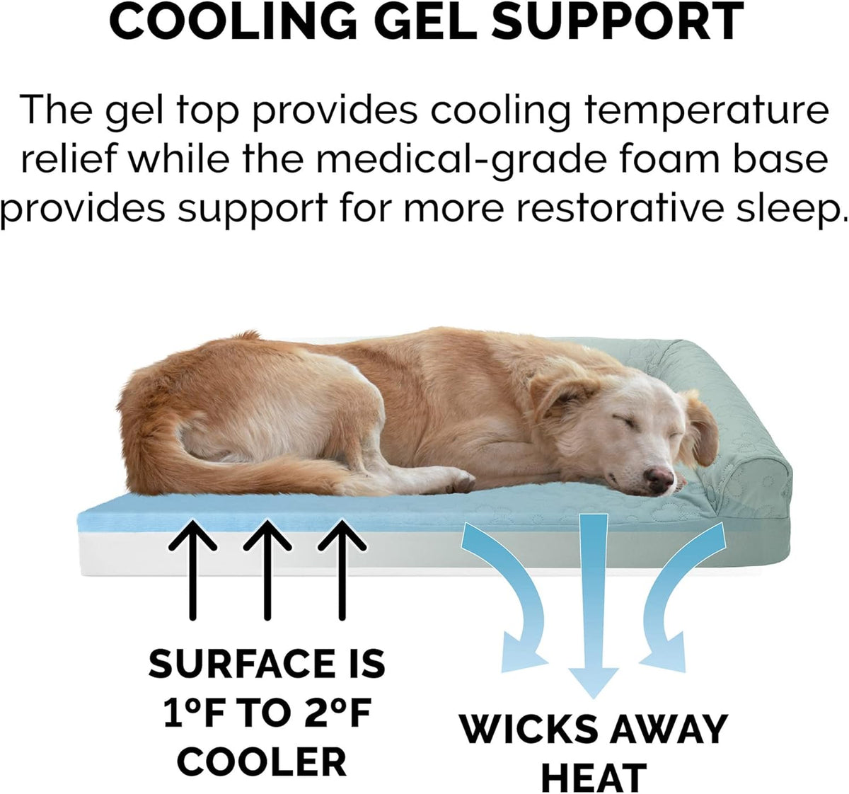 Furhaven Cooling Gel Dog Bed for Large Dogs w/ Removable Bolsters & Washable Cover, For Dogs Up to