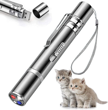 Cat Toys Laser Pointer for Indoor, Rechargeable, 7 Adjustable Wand Red Light Pet Interactive Cat