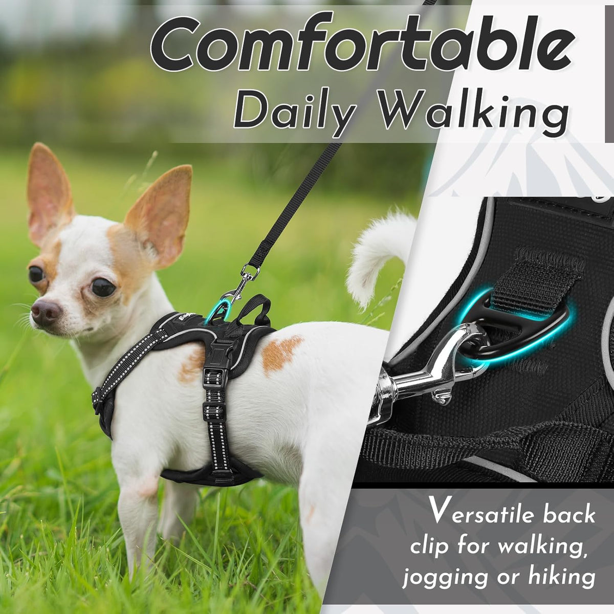 Eagloo Small Dog Harness No Pull, Service Vest with Reflective Strips and Control Handle