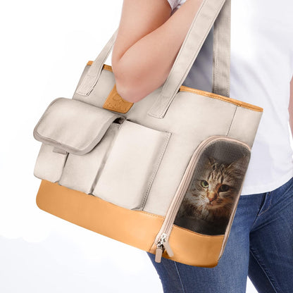 Dog Carrier, Cat Carrier, Pet Carrier, Foldable Waterproof Premium PU Leather Oxford Cloth Dog