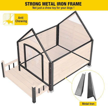 Outdoor Dog House, Waterproof Puppy Shelter Indoor Doghouse with Elevated Floor, Anti-Bite Design