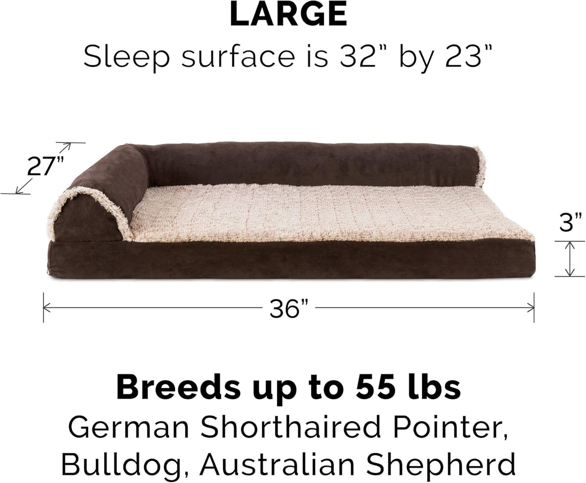 Furhaven Cooling Gel Dog Bed for Large/Medium Dogs w/ Removable Bolsters & Washable Cover, For Dogs